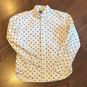 Bonobos White and Navy Diamond Print Shirt